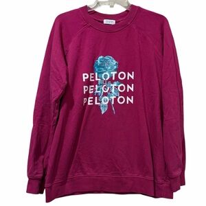 Peloton Medium Berry Oversized Crew Neck Sweatshirt Floral B4